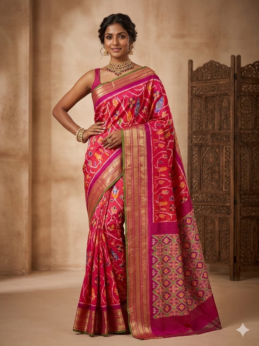 Kanchi border ikat pallu saree - PDLSY21-KBIPIZSCD-07