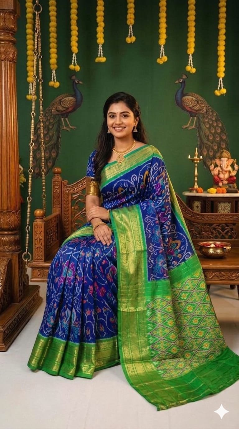 Kanchi border ikat pallu saree - PDLSY21-KBIPIZSCD-09