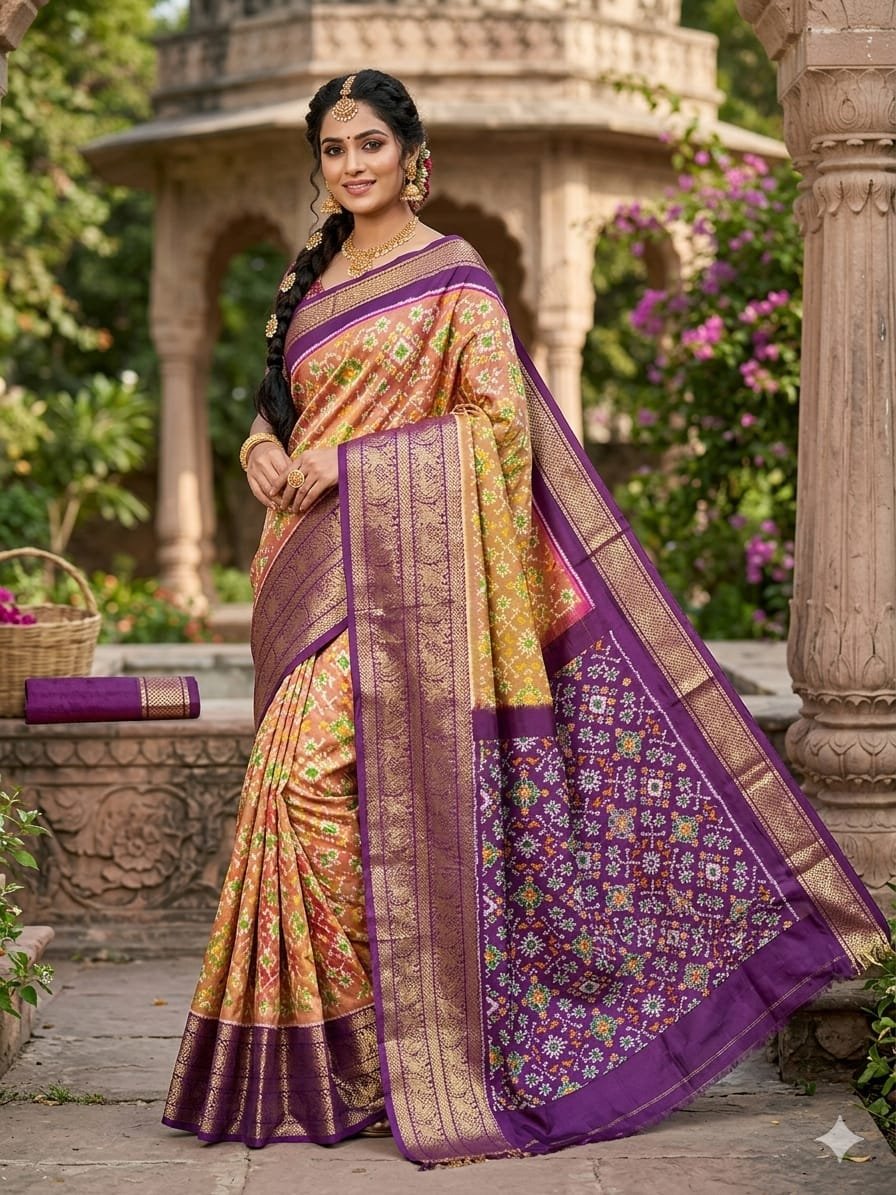 Kanchi border ikat pallu saree - PDLSY23-KBIPIDBDC-03