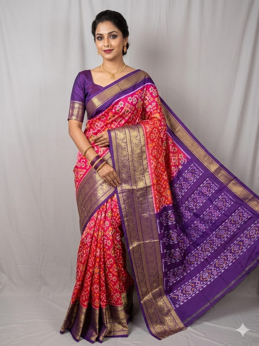 Kanchi border ikat pallu saree - PDLSY23-KBIPIDBDC-04