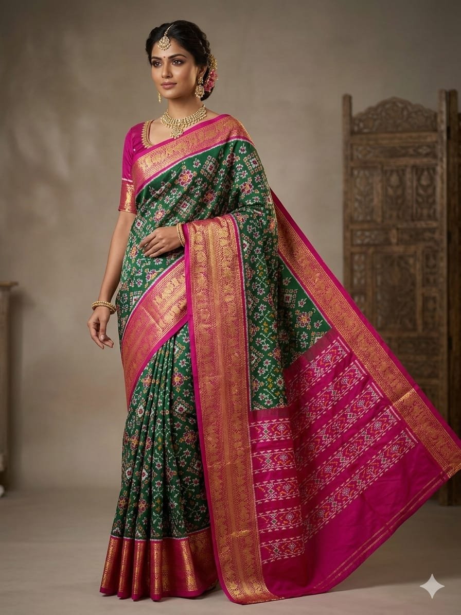 Kanchi border ikat pallu saree - PDLSY23-KBIPIDBDC-05