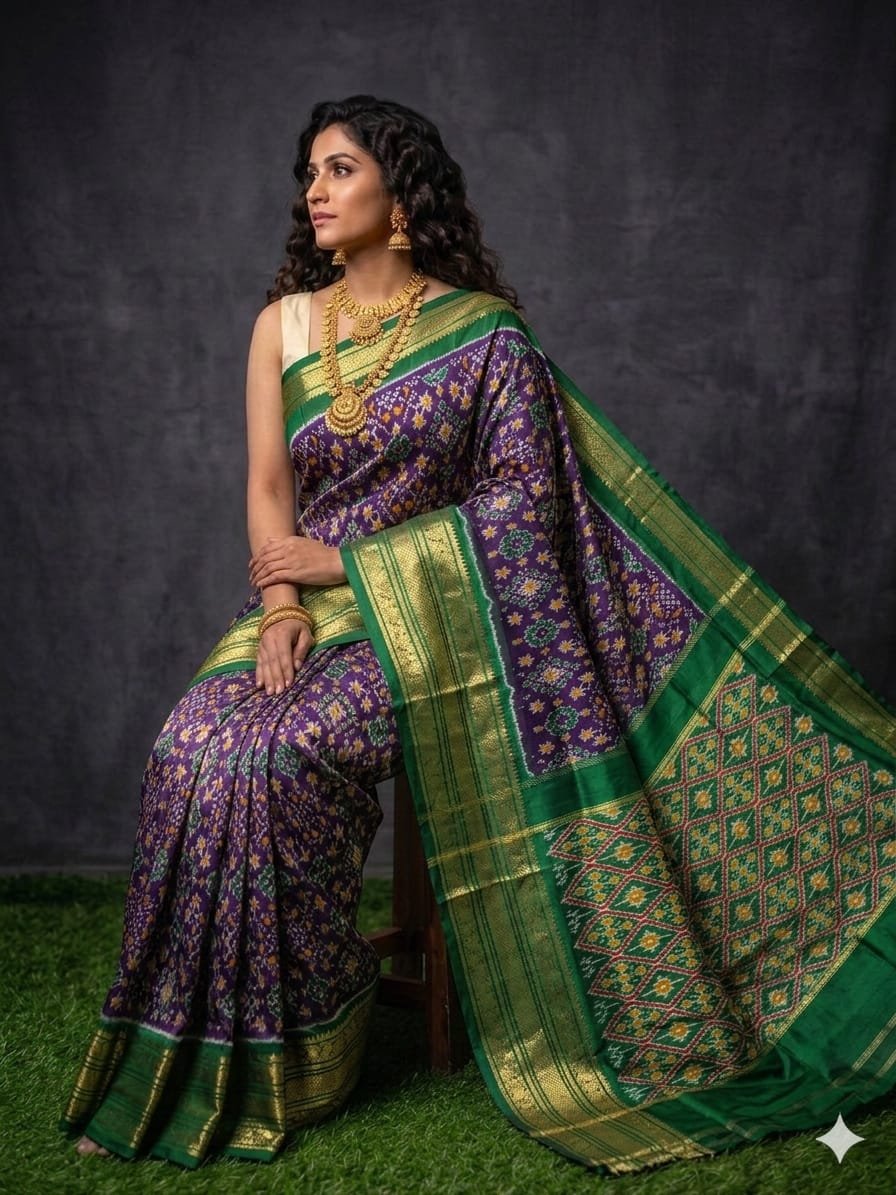 Kanchi border ikat pallu saree - PDLSY23-KBIPIDBDC-06