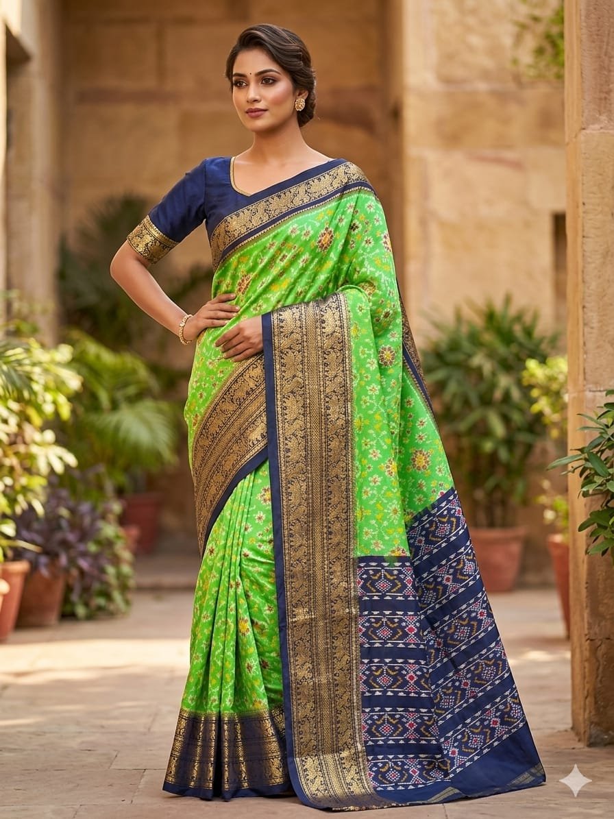 Kanchi border ikat pallu saree - PDLSY23-KBIPIDBDC-08