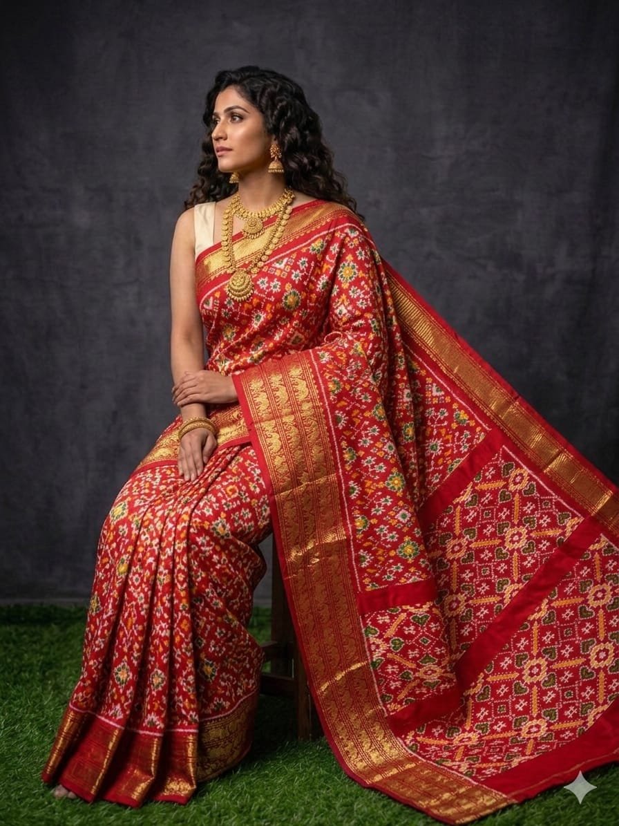 Kanchi border ikat pallu saree - PDLSY23-KBIPIDBDC-09