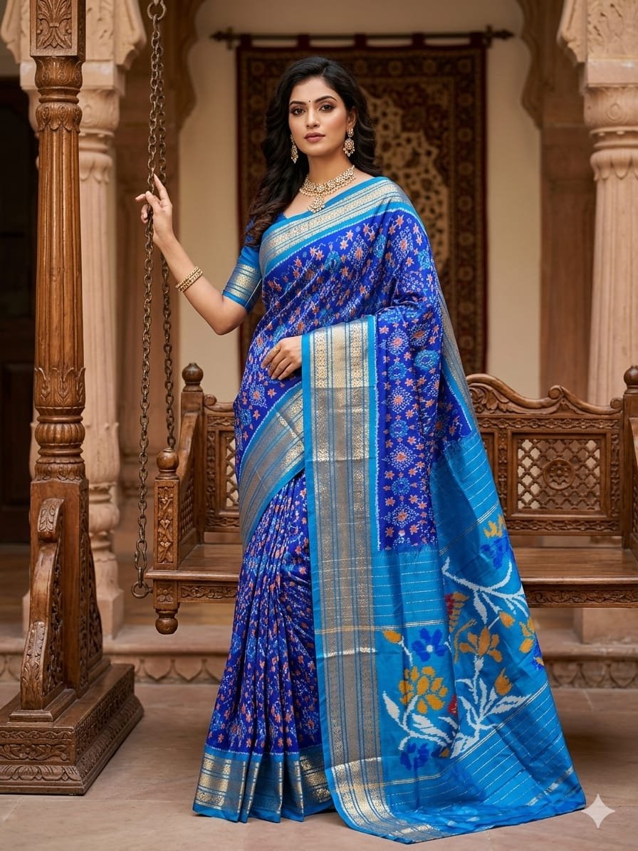 Kanchi border ikat pallu saree - PDLSY30-KBIPIDBDC-01