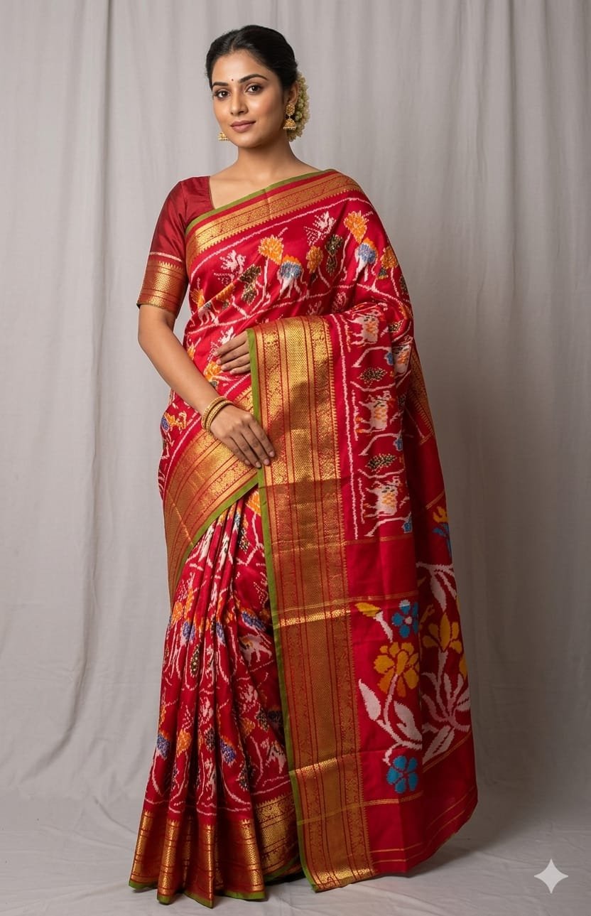 Kanchi border ikat pallu saree - PDLSY30-KBIPIZSCD-01