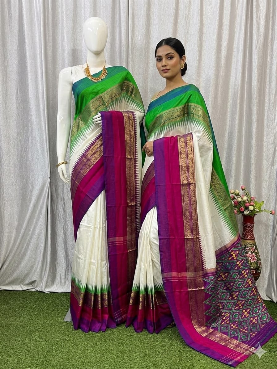 Kanchi border ikat pallu saree - PDLSY31-KBIPCBBCD-04