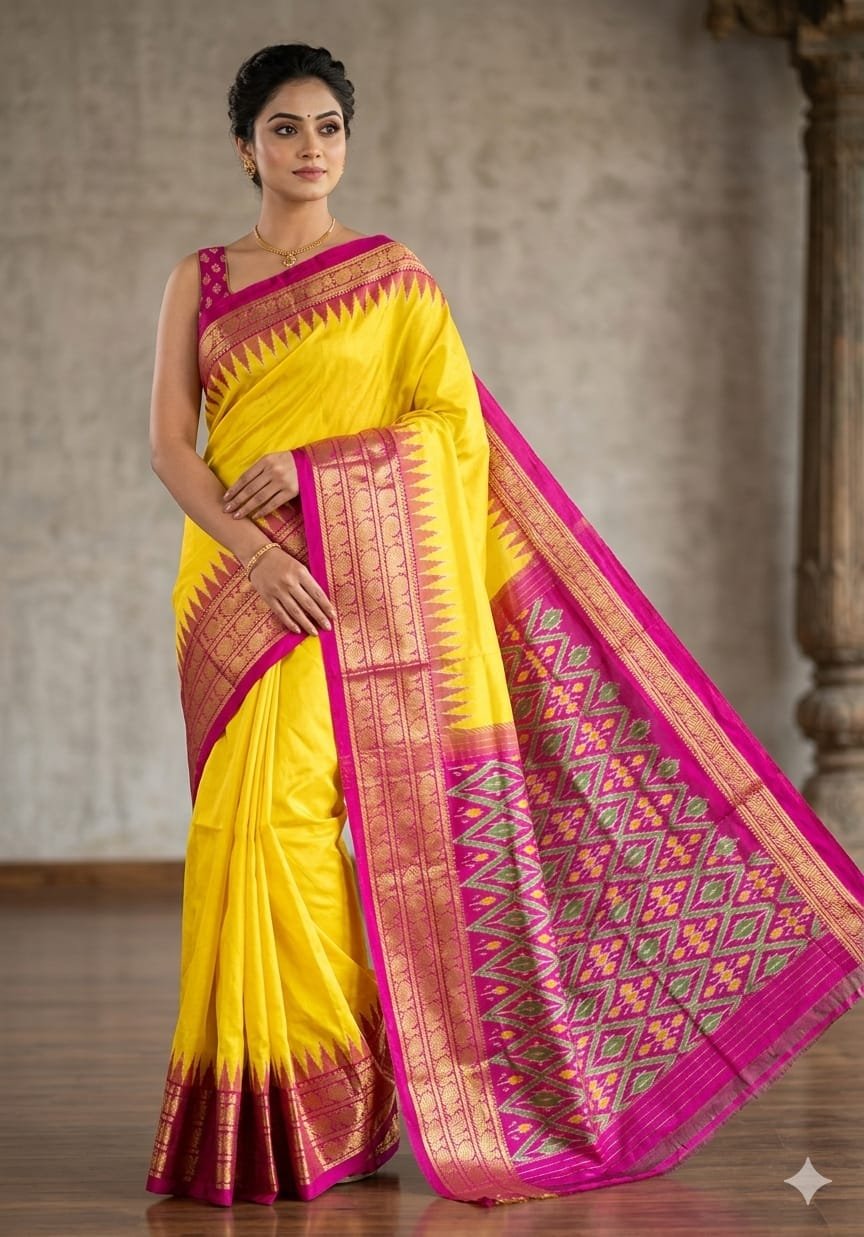 Kanchi border ikat pallu saree - PDLSY31-KBIPCBBCD-08