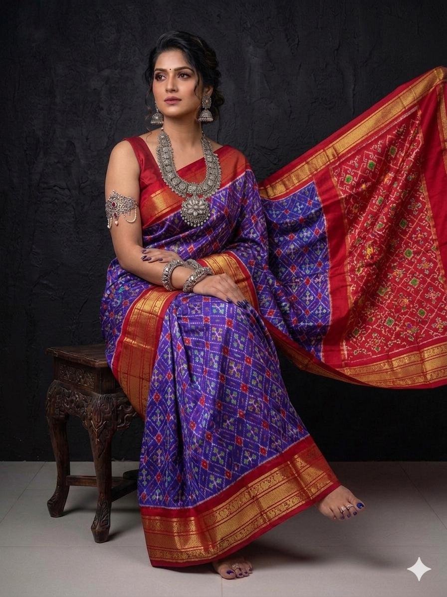 Kanchi border ikat pallu saree - PSRGY20-KBIPDNFDC-04