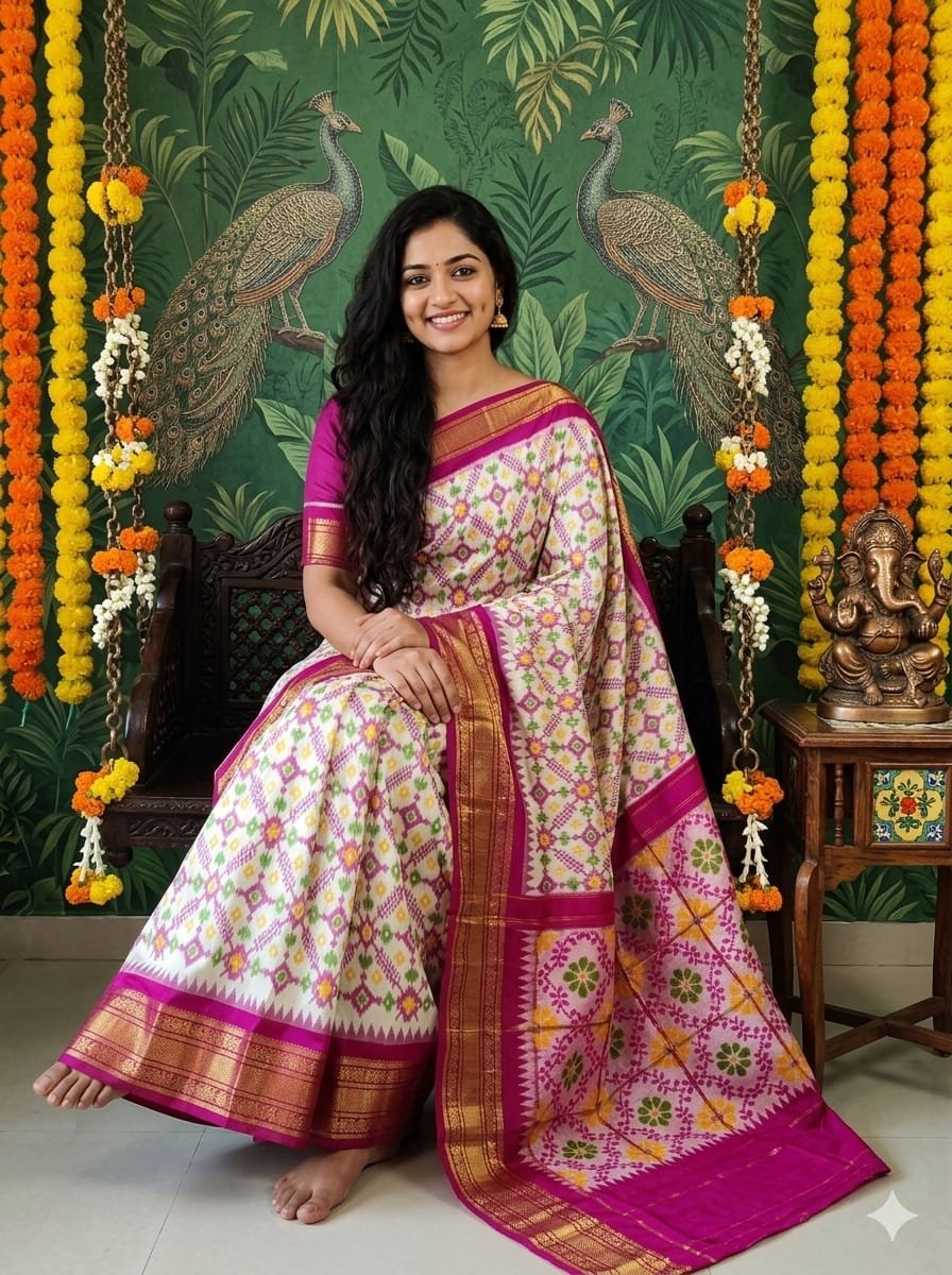 Kanchi border ikat pallu saree - PSTHY28-KBIPIDBCC-03