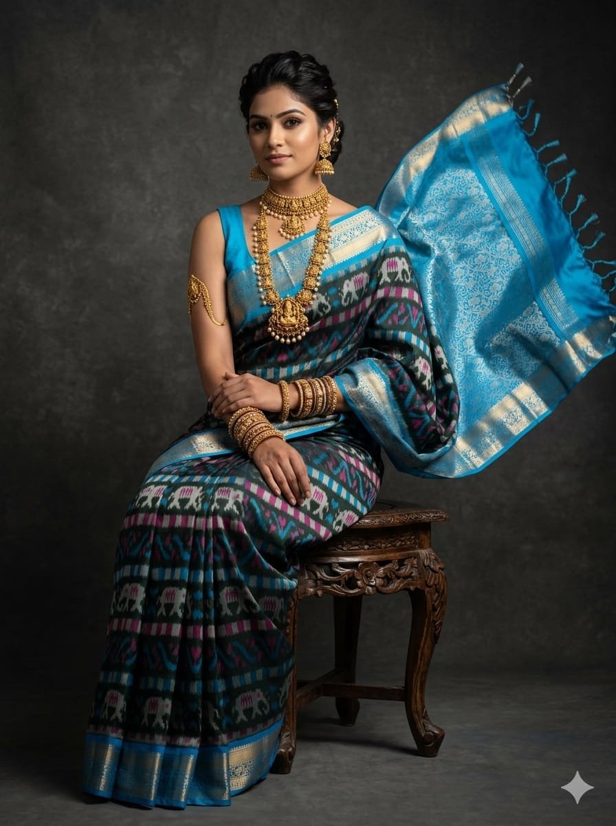 Kanchi Border Ikat - PSTHL25-KBRPICDCD-22