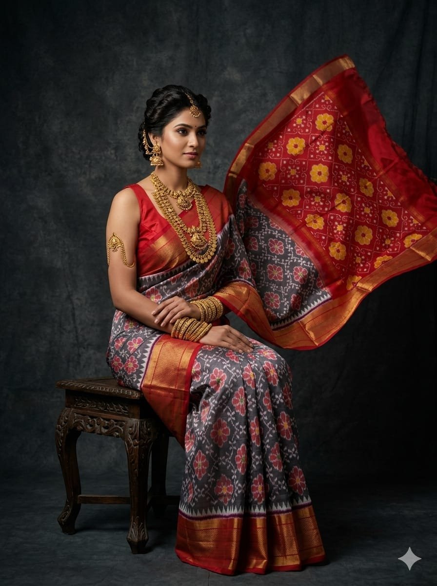 Kanchi Border Ikat - PSTHN04-KBRPICDCD-01