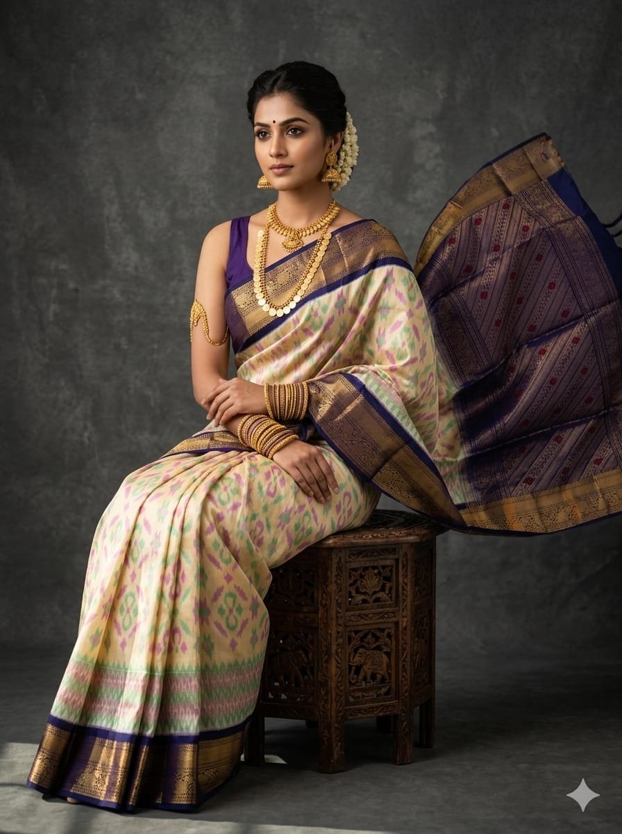 Kanchi Border Ikat - PSTHN04-KBRPICDCD-02