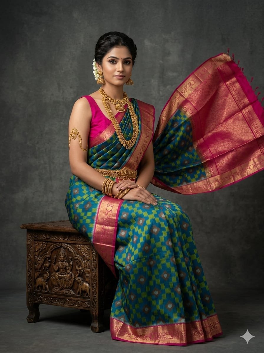 Kanchi Border Ikat - PSTHN04-KBRPICDCD-09