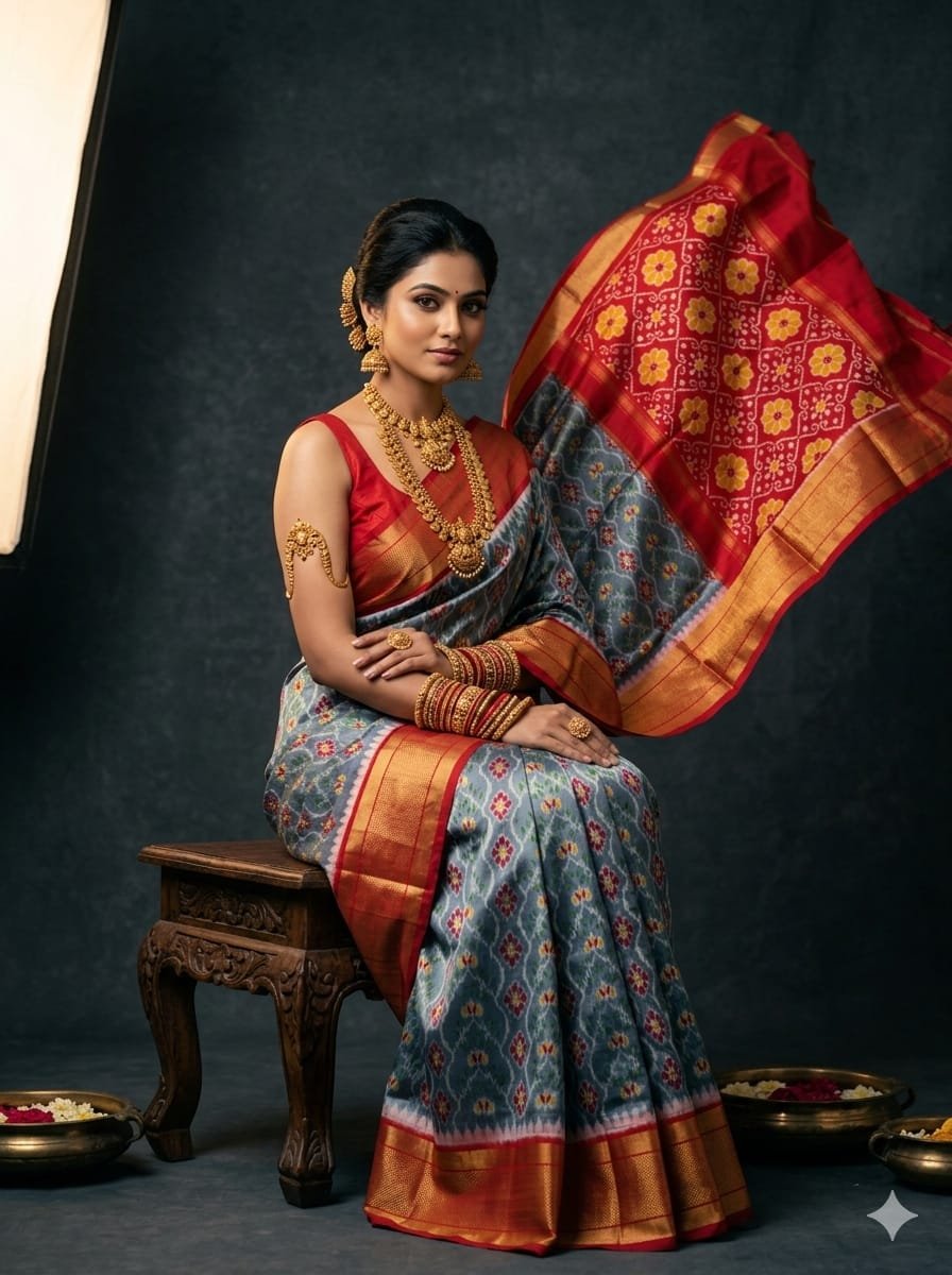 Kanchi Border Ikat - PSTHN04-KBRPICDCD-13