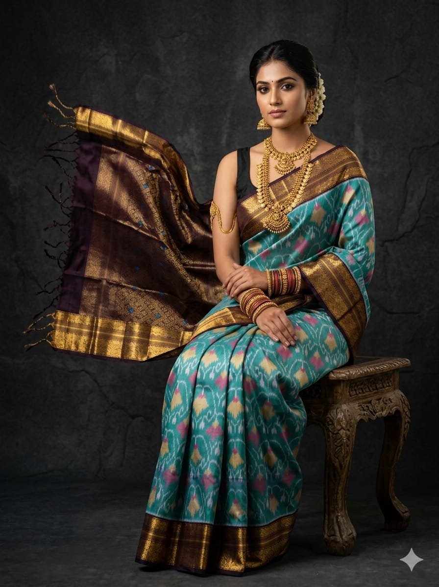 Kanchi Border Ikat - PSTHN04-KBRPICDCD-16