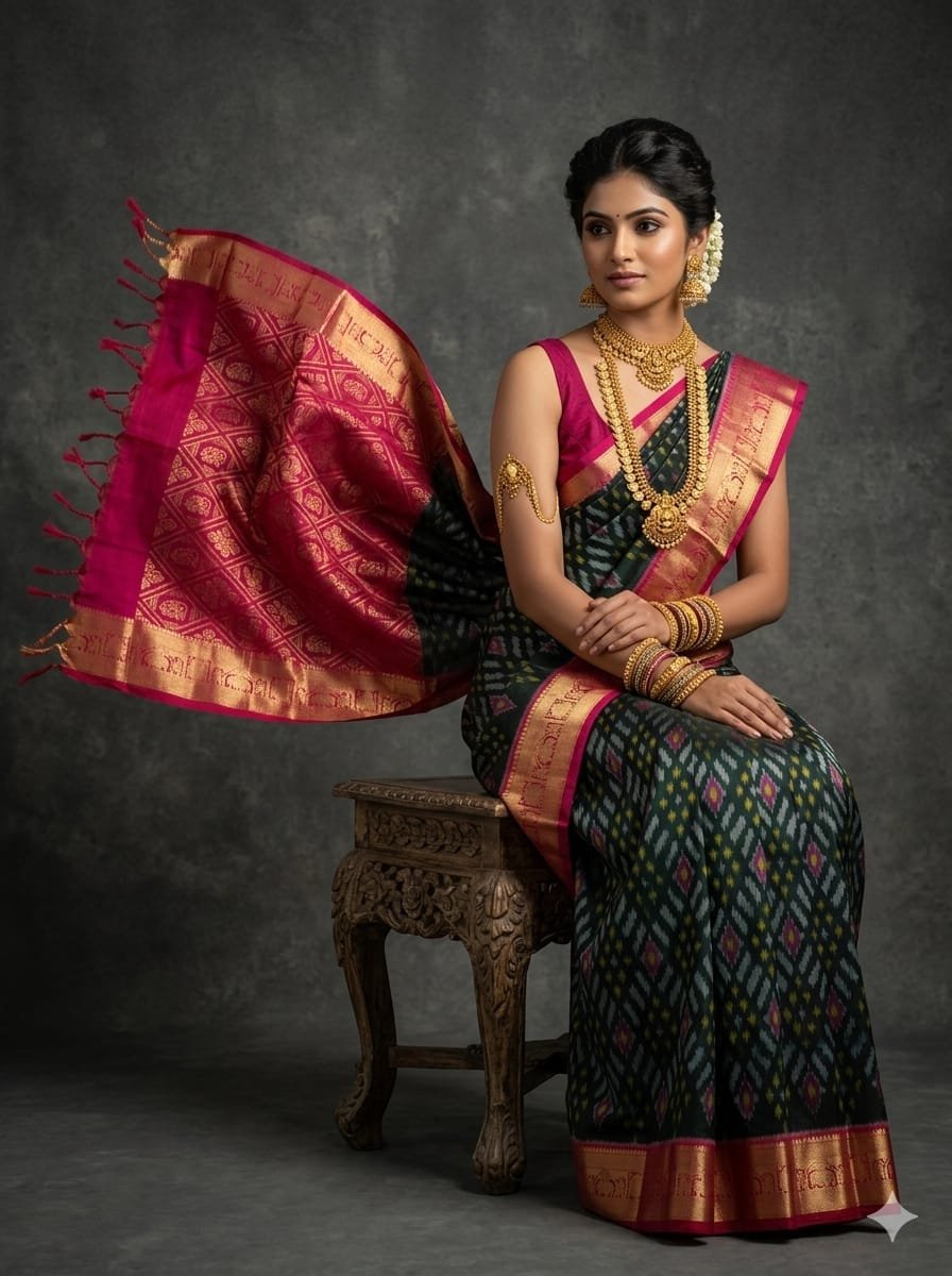 Kanchi Border Ikat - PSTHN04-KBRPICDCD-22