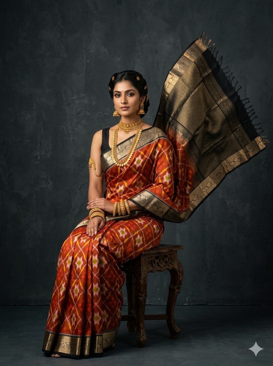 Kanchi Border Ikat - PSTHN04-KBRPICDCD-23