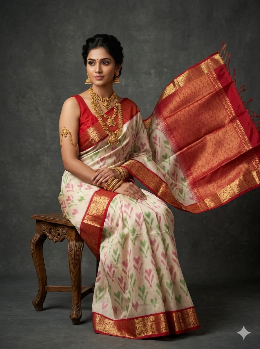 Kanchi Border Ikat - PSTHN04-KBRPICDCD-24