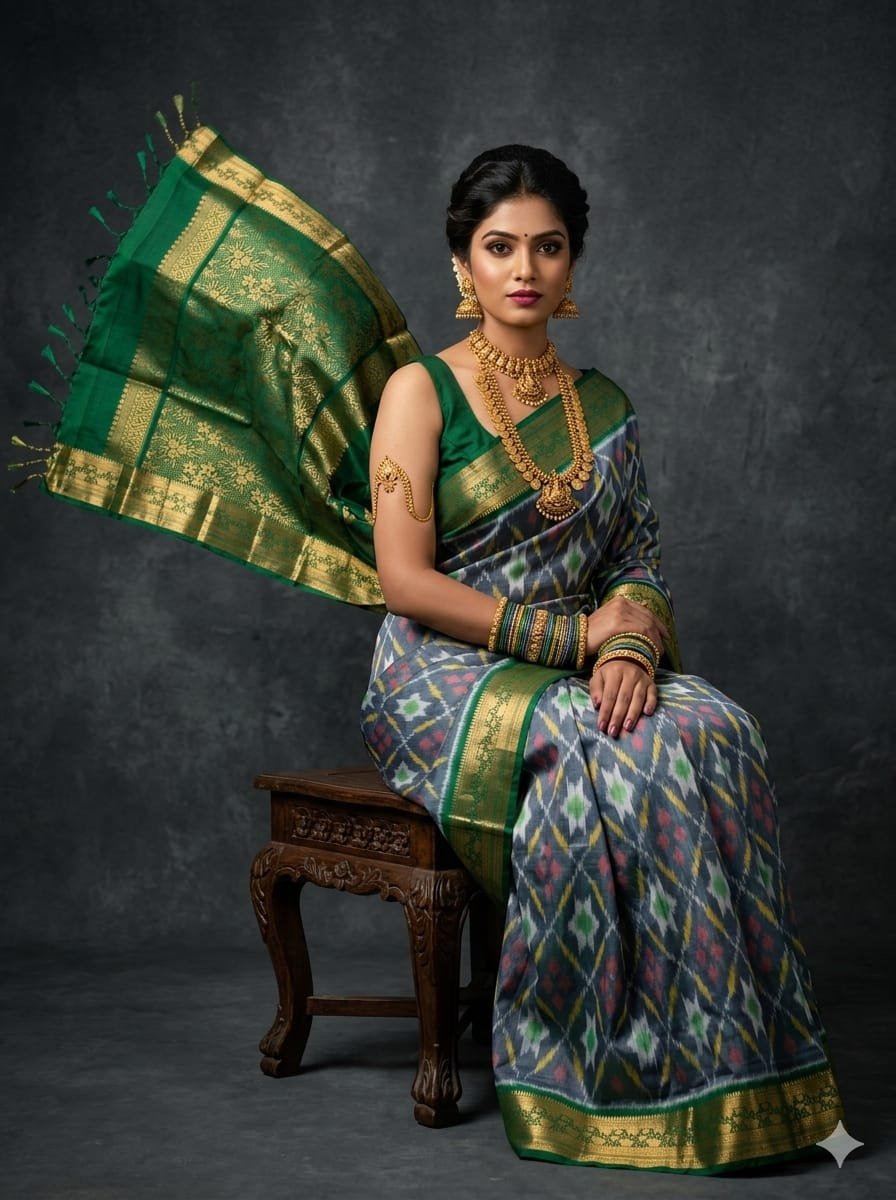 Kanchi Border Ikat - PSTHN04-KBRPICDCD-25