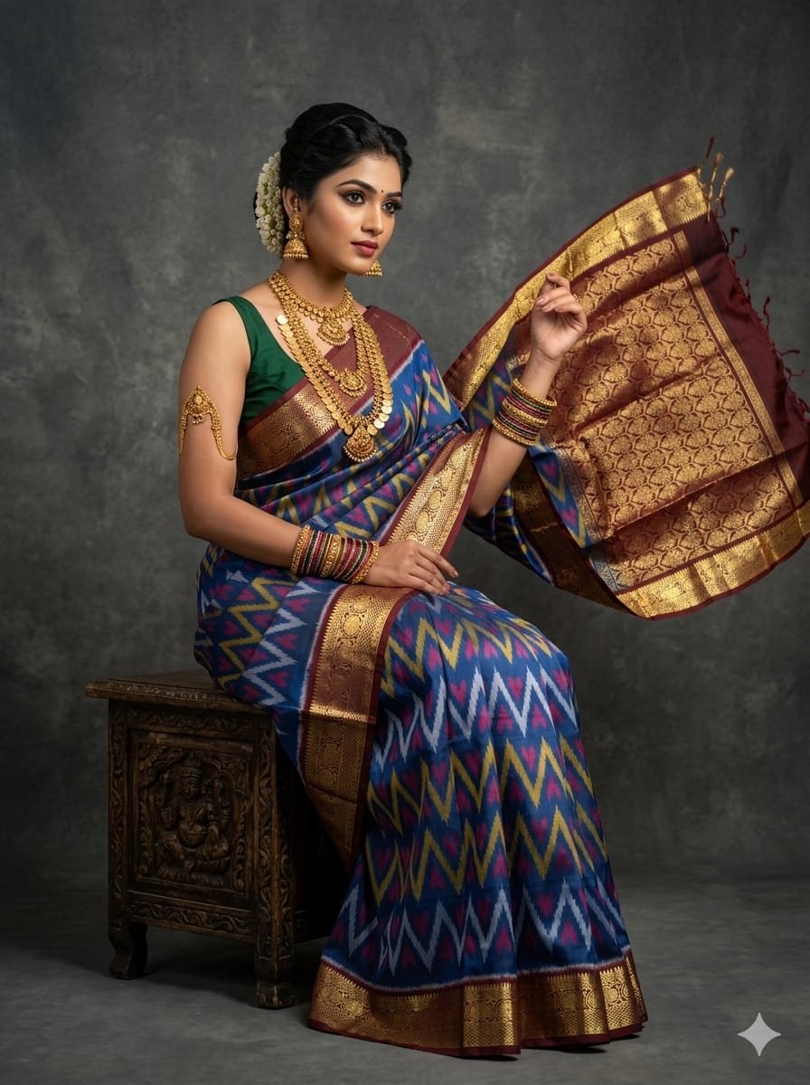 Kanchi Border Ikat - PSTHN04-KBRPICDCD-26