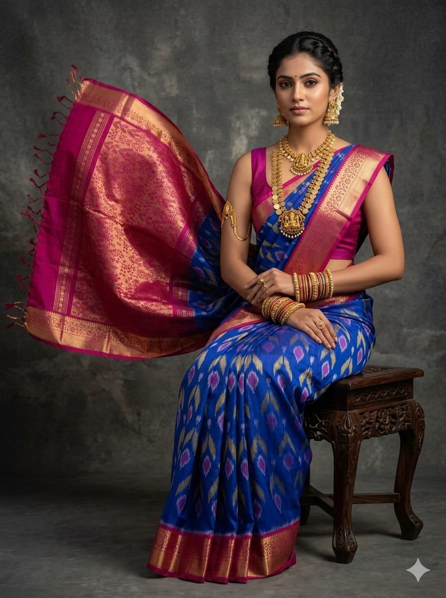 Kanchi Border Ikat - PSTHN04-KBRPICDCD-30