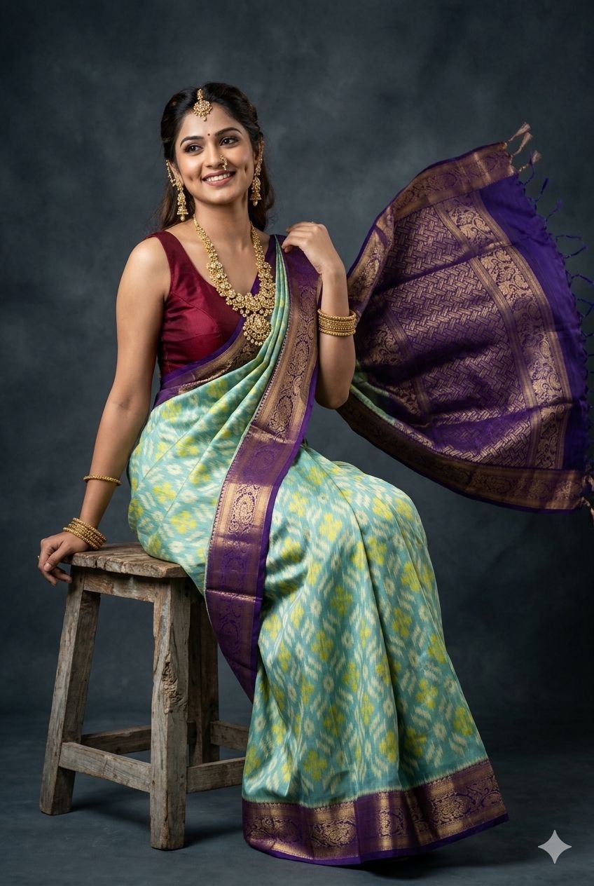 Kanchi Border Ikat - PUSNN27-KBRPCNSCD-22
