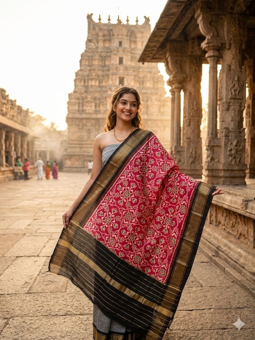 Silk Dupatta - PGMRY26-ISDPDEZCD-04
