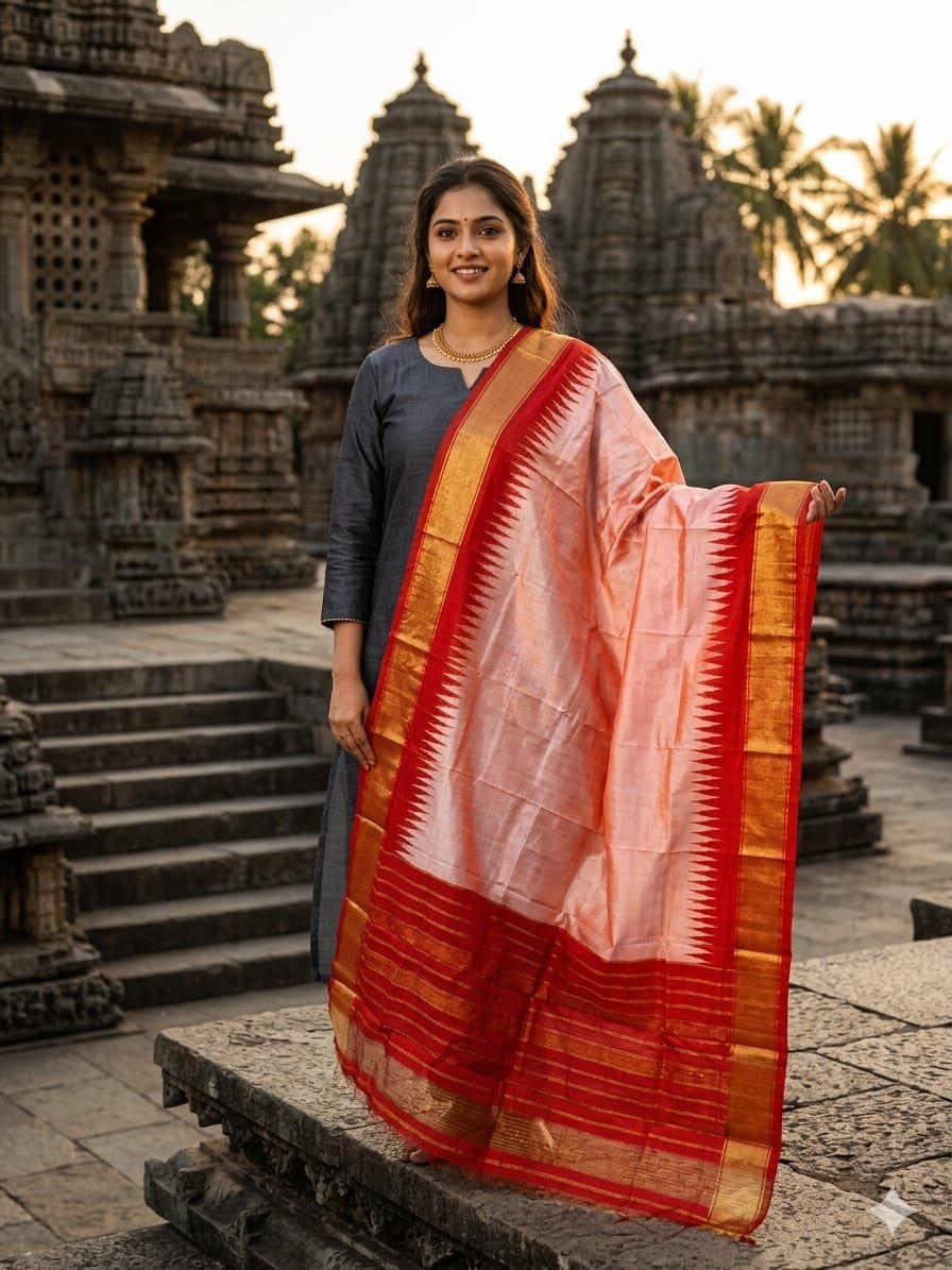 Silk Dupatta - PGMRY26-ISDPDEZCD-10