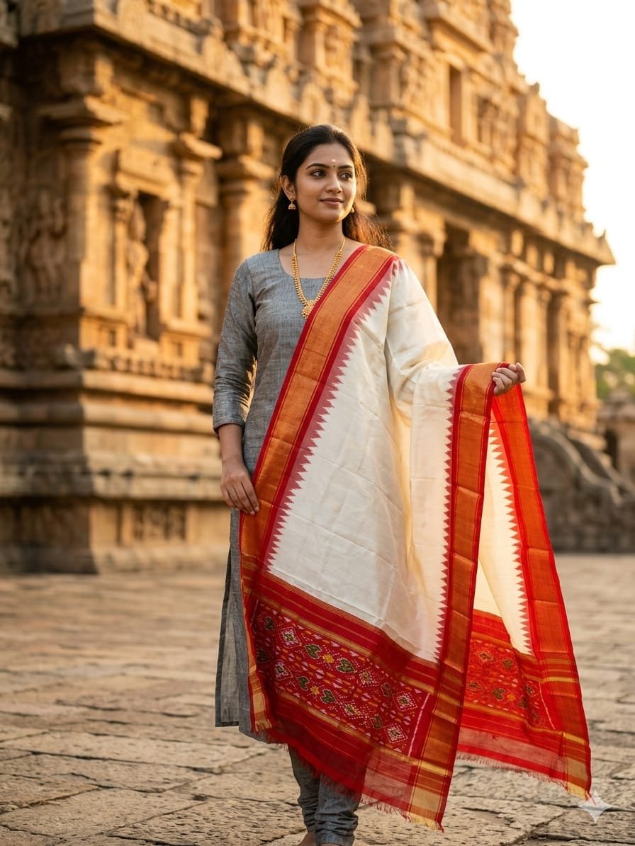Silk Dupatta - PGMRY26-ISDPDEZCD-15