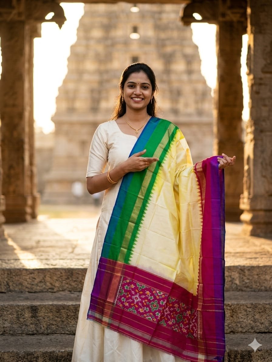 Silk Dupatta - PGMRY26-ISDPDEZCD-16