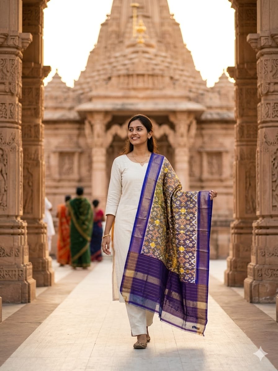 Silk Dupatta - PGMRY26-ISDPDEZCD-24