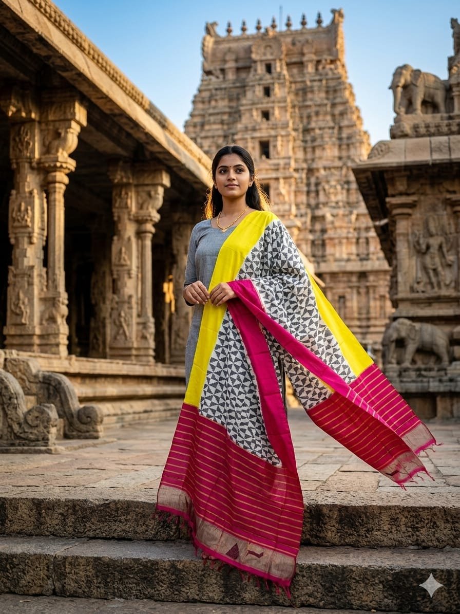 Silk Dupatta - PGMRY26-ISDPDEZCD-28
