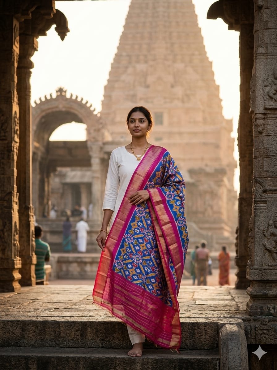 Silk Dupatta - PGMRY26-ISDPDEZCD-32
