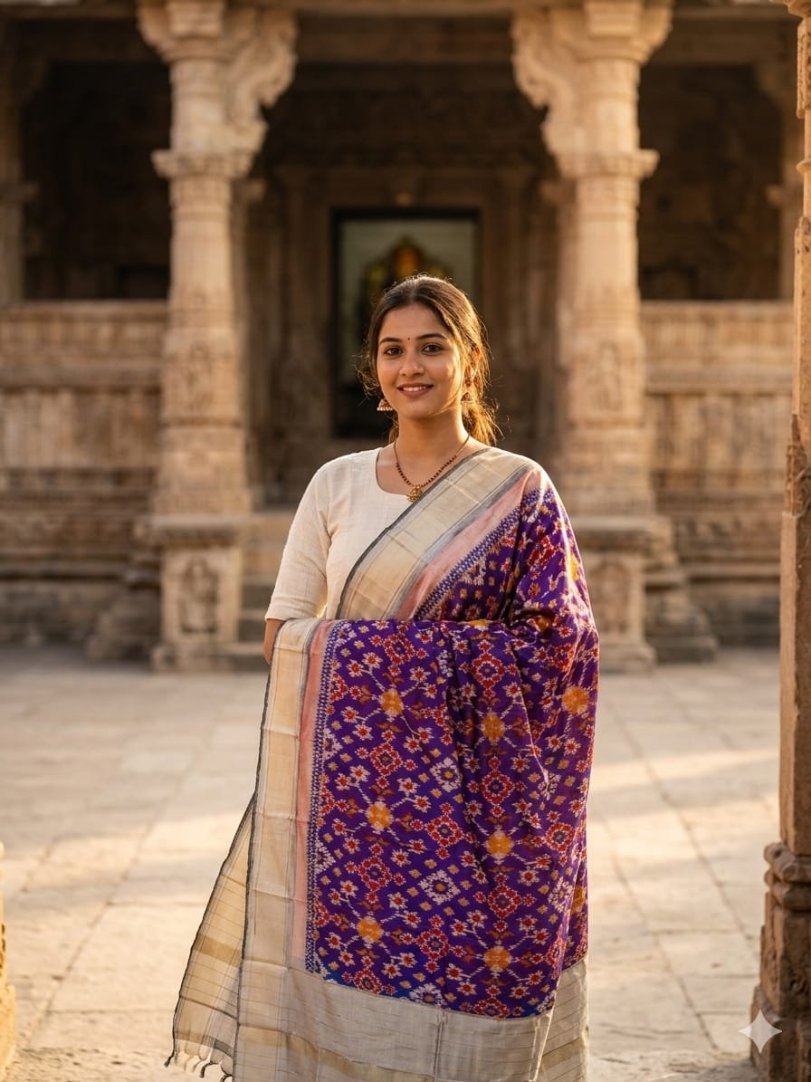 Silk Dupatta - PGMRY26-ISDPDEZCD-35