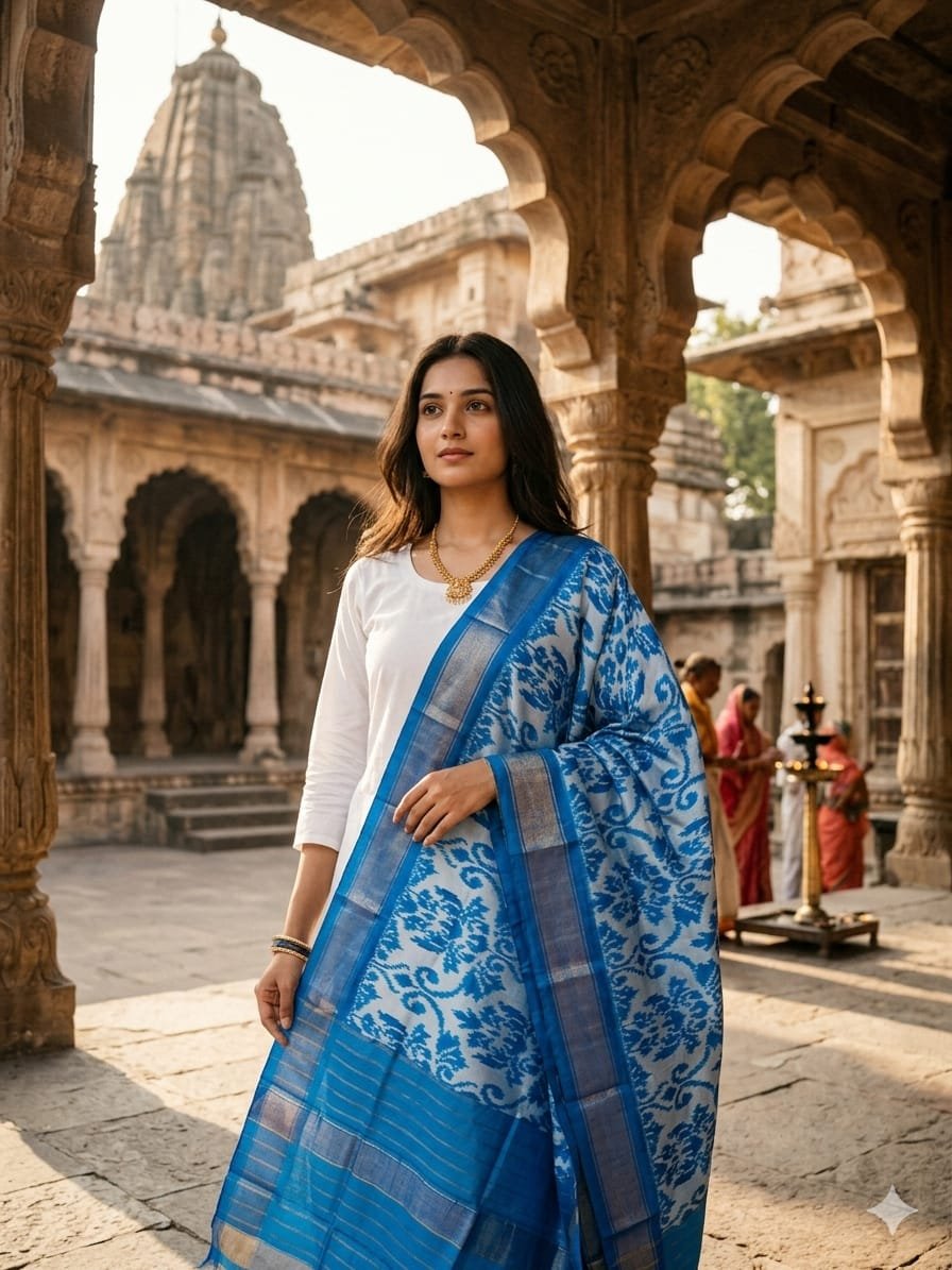 Silk Dupatta - PGMRY26-ISDPDEZCD-36