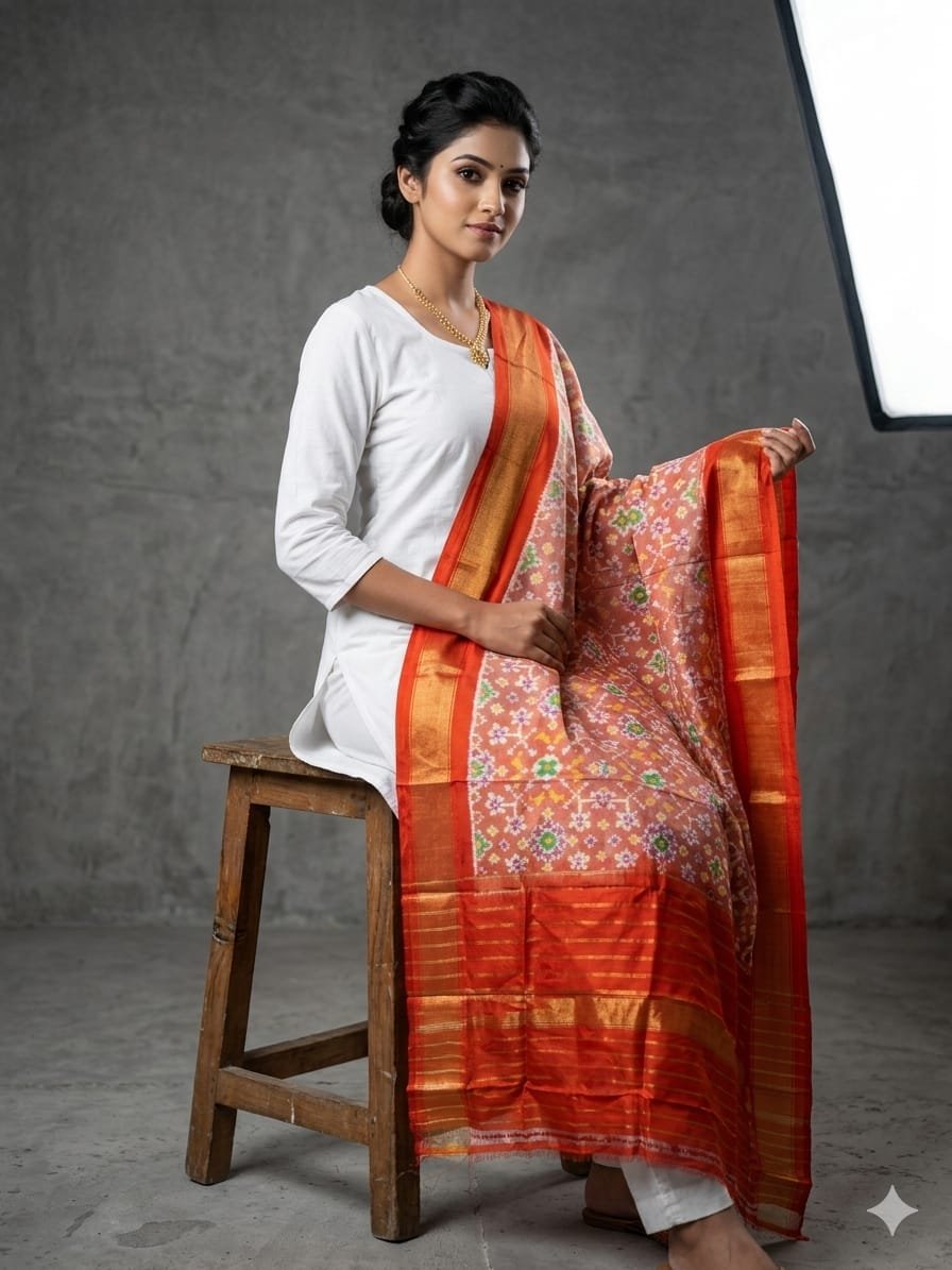 Silk Dupatta - PGMRY26-ISDPDEZCD-39
