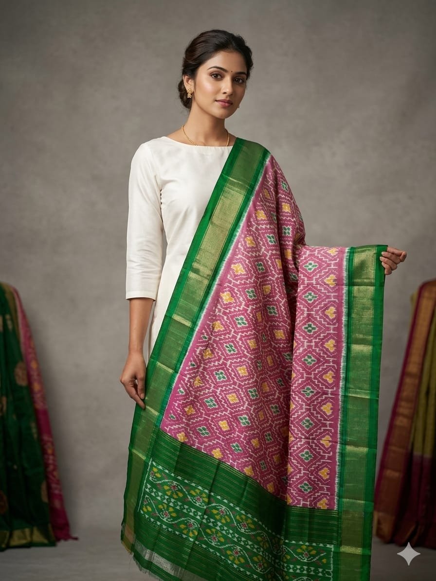 Silk Dupatta - PGMRY26-ISDPDEZCD-46