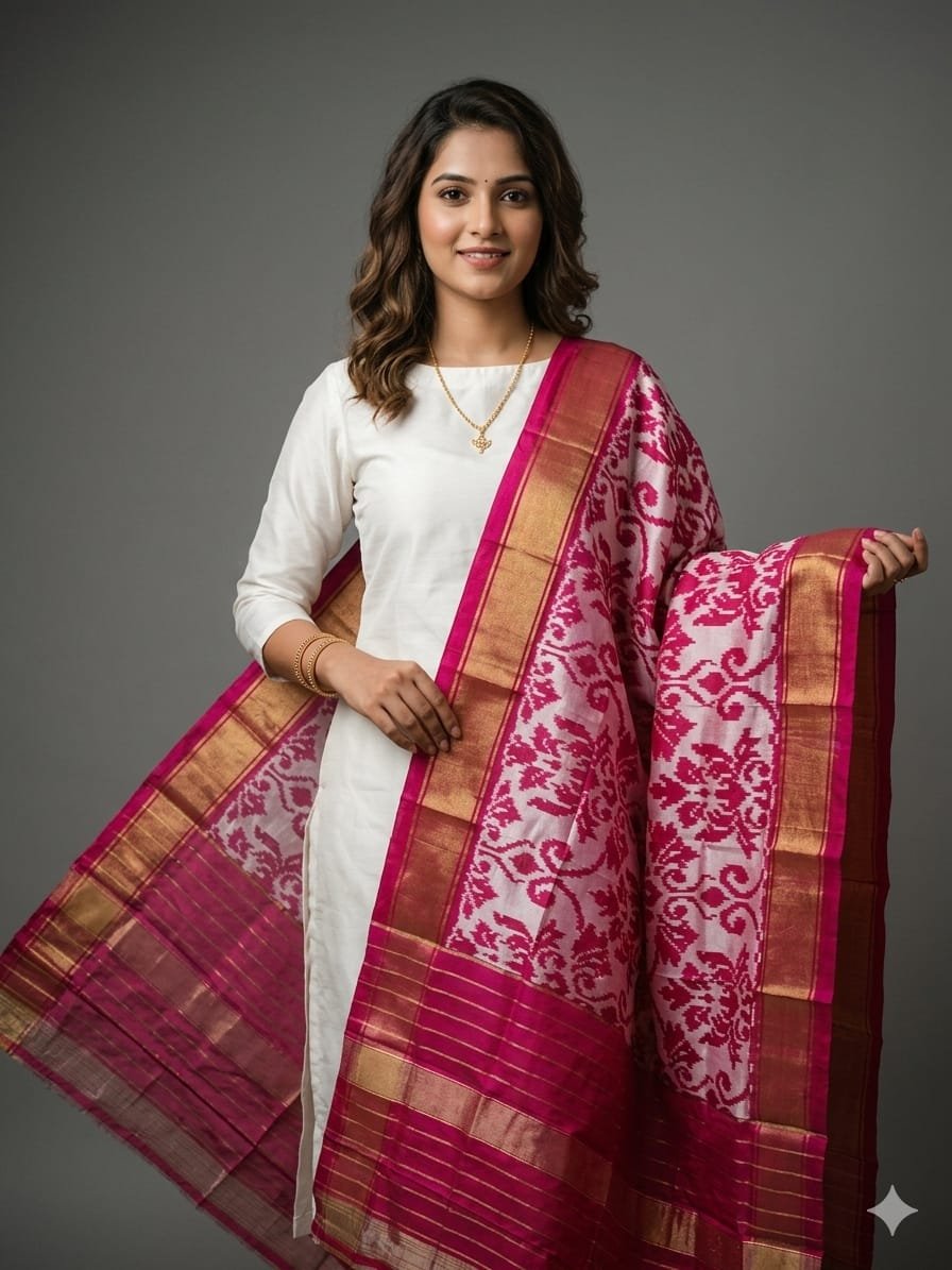 Silk Dupatta - PGMRY26-ISDPDEZCD-47